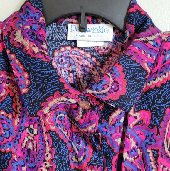 ❤️🩵💜Vintage Periwinkle Paisley Midi Dress - Picture 6 of 10